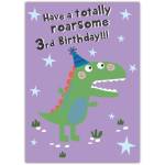 3rd Birthday Card for Kids Cute Dinosaur Roarsome Design Personalised Option