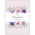 Personalised Floral Thank You Card with Purple Flowers and Greenery on Pink Background