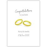 Personalised Wedding Congratulations Card with Gold Rings Design for Couples