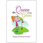 Personalised Queen of the Green Golf Birthday Card for Her