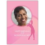 Personalised Happy Birthday Card for Wife with Photo and Golf Silhouette Design