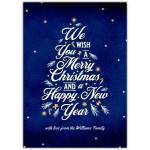 Personalised Merry Christmas and Happy New Year Greeting Card in Blue Xmas Tree Design