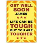 Personalised Get Well Soon Card with Motivational Toughness Message for Encouragement