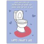 Funny Fathers Day Card Permission to Leave Toilet Seat Up Humorous Dad Greeting Card