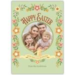 Personalised Happy Easter Photo Card with Floral Wreath and Family Message
