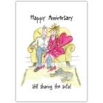 Happy Anniversary Sharing The Sofa Humorous Couples Greeting Card