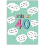 This Is 40 Humorous Birthday Card with Funny Age-Related Quotes