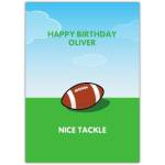 Personalised American Football Birthday Card for Boys with Nice Tackle Message
