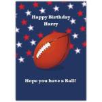 Personalised American Football Birthday Card with Name Customisation and Fun Message