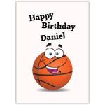 Personalised Happy Birthday Card for Kids with Fun Cartoon Basketball Design