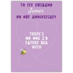 Personalised Purple Bee Themed Anniversary Card for Husband with Heart Design
