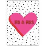 Mr and Mrs Pink Heart Wedding or Anniversary Card with Confetti Design