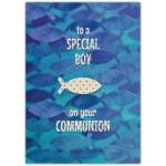 Communion Card for Special Boy Blue Fish Design with Personalised Text Option