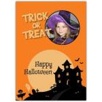Trick Or Treat Happy Halloween Photo Orange Card
