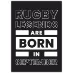 Happy Birthday Rugby Legend Black Greeting Card