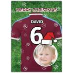 Personalised Christmas Card Football Jersey Design with Photo and Name on Back
