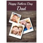 Personalised Happy Fathers Day Dad Photo Collage Card with Wooden Background