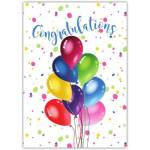 Congratulations Greeting Card with Colourful Balloons and Confetti Celebration Design