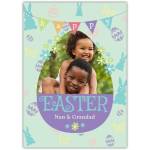Personalised Happy Easter Photo Card for Nan and Grandad with Bunting and Easter Eggs Design