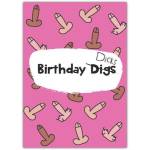 Adult Humour Birthday Card with Playful Penis Doodles on Pink Background