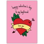 Happy Valentine’s Day Card for Boyfriend with Heart and Love Tattoo Design