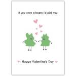 If You Were a Bogey I'd Pick You Valentine’s Day Card with Shamrock Couple and Hearts