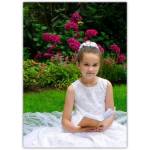 First Holy Communion Girl in White Dress with Prayer Book Greeting Card