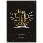 Personalised Hip Hip Hooray Congratulations Card with Gold Star Design