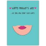 Funny Mother's Day Card with Chin Hairs Humour in Blue