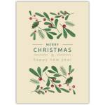 Merry Christmas And New Year Holly Greeting Card