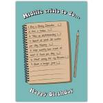 Midlife Crisis To Do List Birthday Card