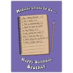 Midlife Crisis To Do List For Brother's Birthday Card