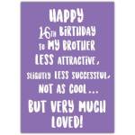 Much Loved 16th Brother Birthday Card