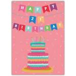 21st Birthday Bunting And Cake Card