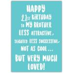Very Much Loved 21st Brother Birthday Card