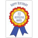 Happy Birthday Fit Boyfriend Rosette Greeting Card