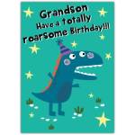 Happy Birthday Grandson Dino Fun Greeting Card