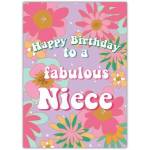 Happy Birthday Card for Niece with Colourful Fabulous Floral Design