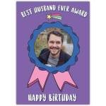Personalised Best Husband Ever Award Birthday Card with Photo Upload