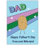 Dad Happy Fathers Day Card from Your Little Spud Cute Potato Illustration