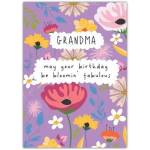 Grandma Birthday Card with Colourful Floral Design and Bloomin Fabulous Message