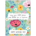 Happy Wedding Day Floral Love Blooms and Grows Wedding Greeting Card