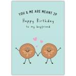 Birthday Card for Boyfriend You and Me Are Meant 2p Cute Coin Illustration