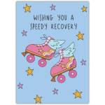 Wishing You a Speedy Recovery Get Well Card with Roller Skates and Stars Design
