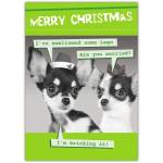 Funny Christmas Card with Two Chihuahuas and Lego Joke Holiday Greeting