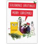 Seasonings Greetings Funny Christmas Card with Festive Spice Jars and Humour