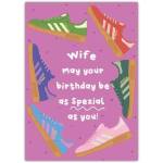 Wife Birthday Card Colourful Trainers Design Personalised Celebration Card