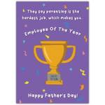 Father's Day Card Employee of the Year Trophy Humorous Parenting Appreciation Design