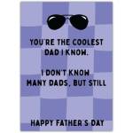 Coolest Dad Funny Father's Day Card with Sunglasses Design