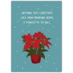 Humorous Christmas Card for Mum with Poinsettia Illustration and Festive Message